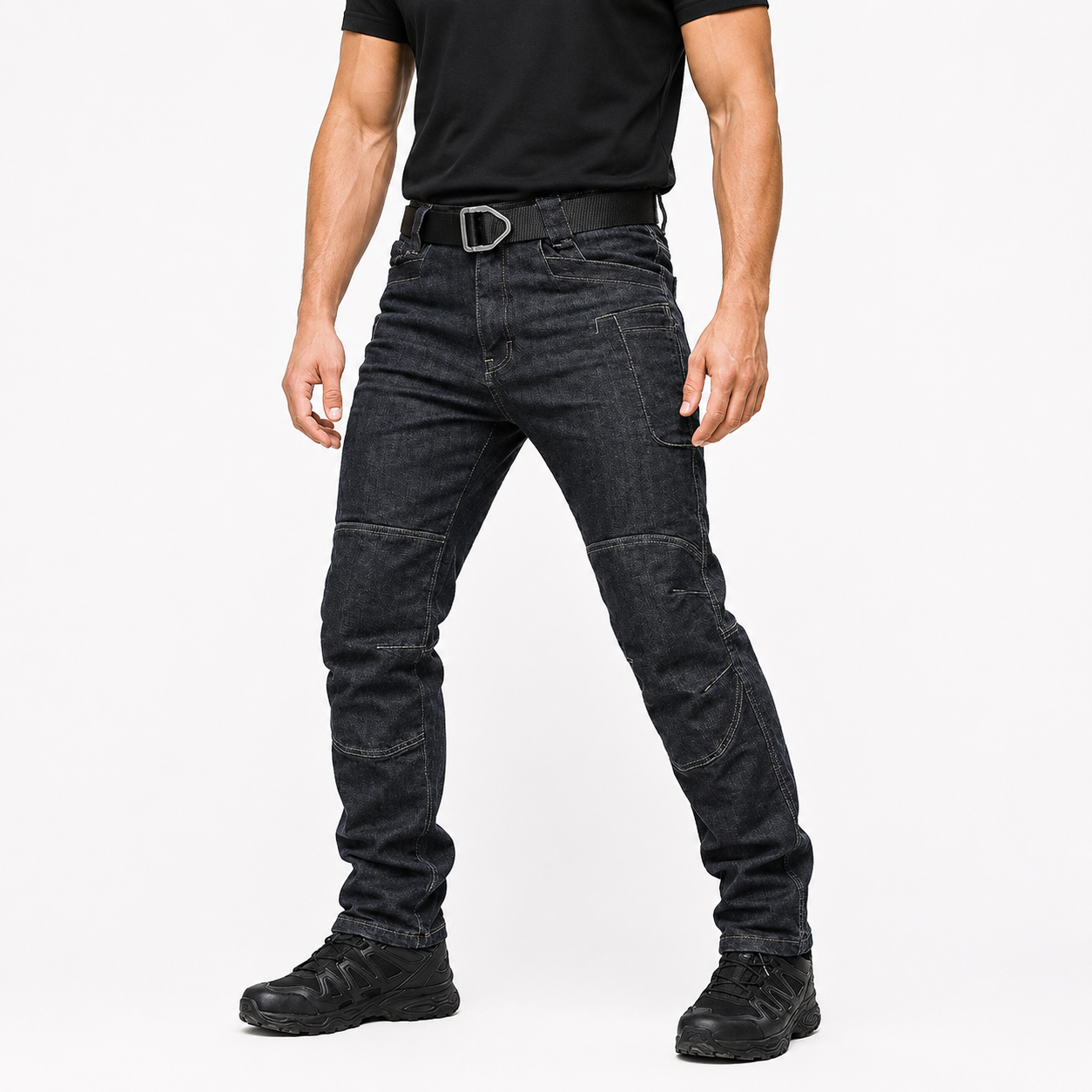 Men’s All-Season Tactical Denim Pants – Multi Pocket & Flexible Fit