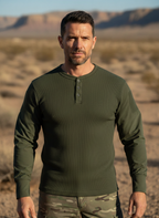 Men’s Henley Long-Sleeve Shirt – Ribbed Texture & Everyday Versatility