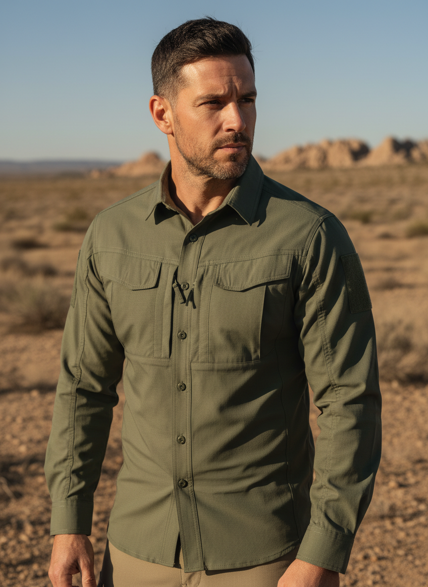 Men’s Outdoor Tactical Shirt – Multi-Pocket Utility & Quick-Dry Performance