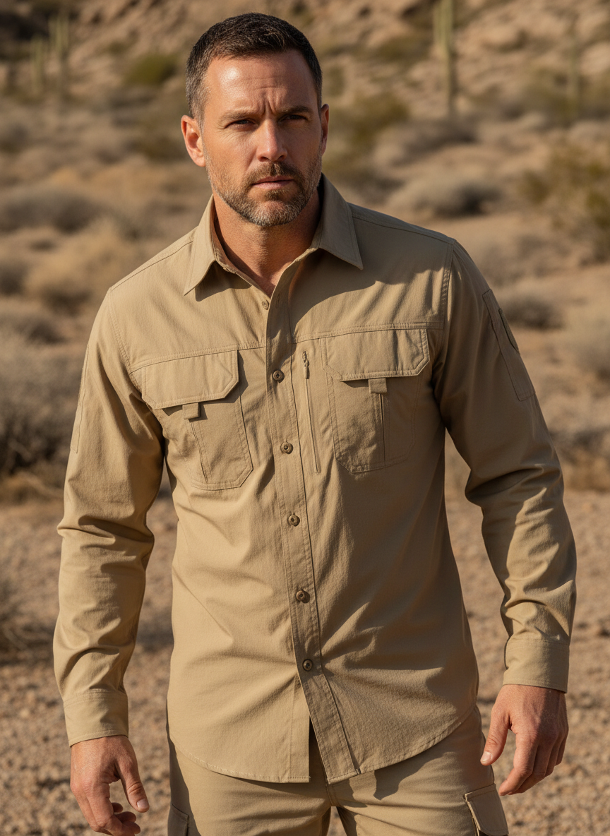 Men’s Tactical Stretch Shirt – Utility Pockets & Flexible Fit
