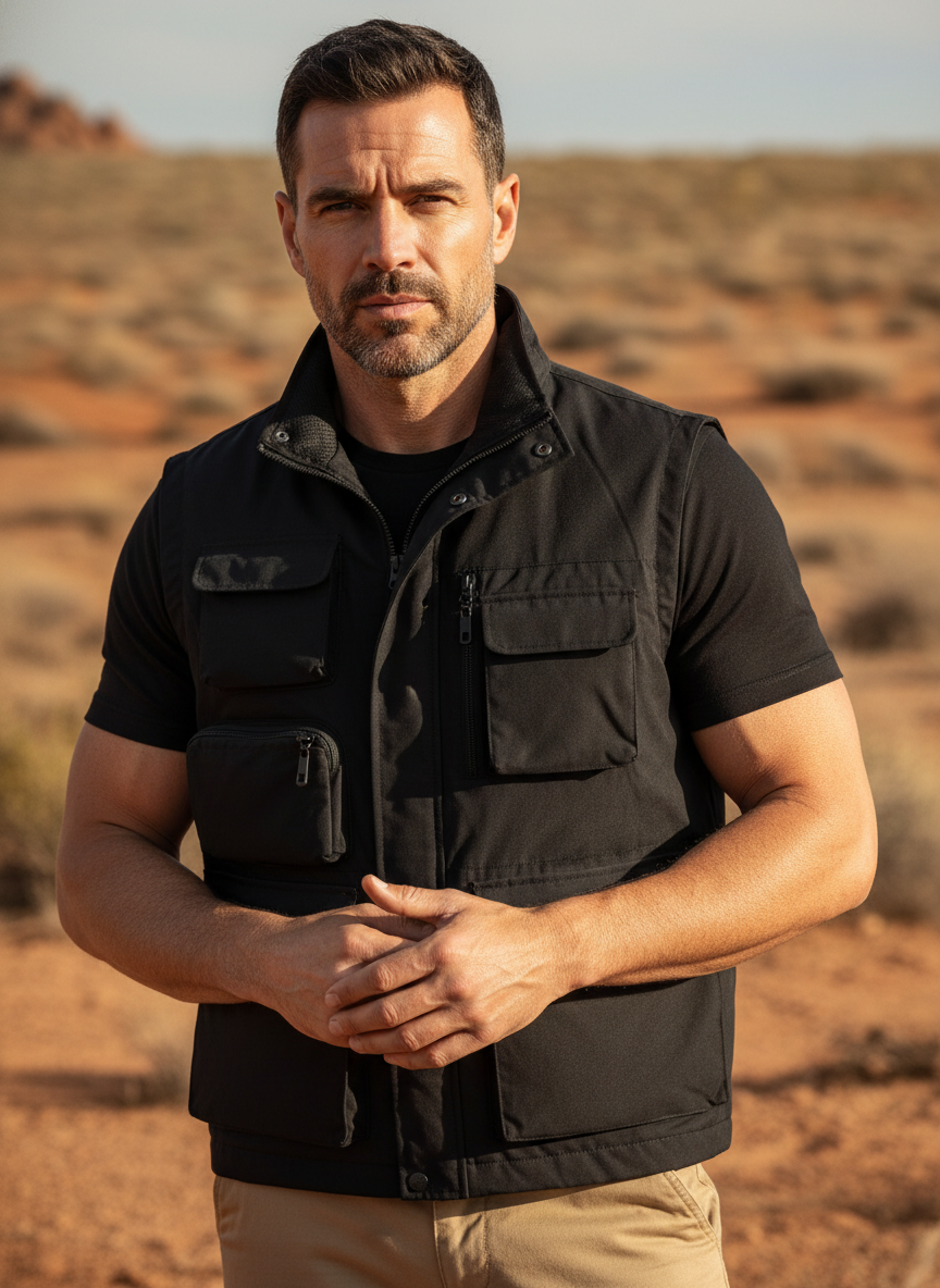 Men’s Classic Utility Cargo Vest – Multi-Pocket Field Wear