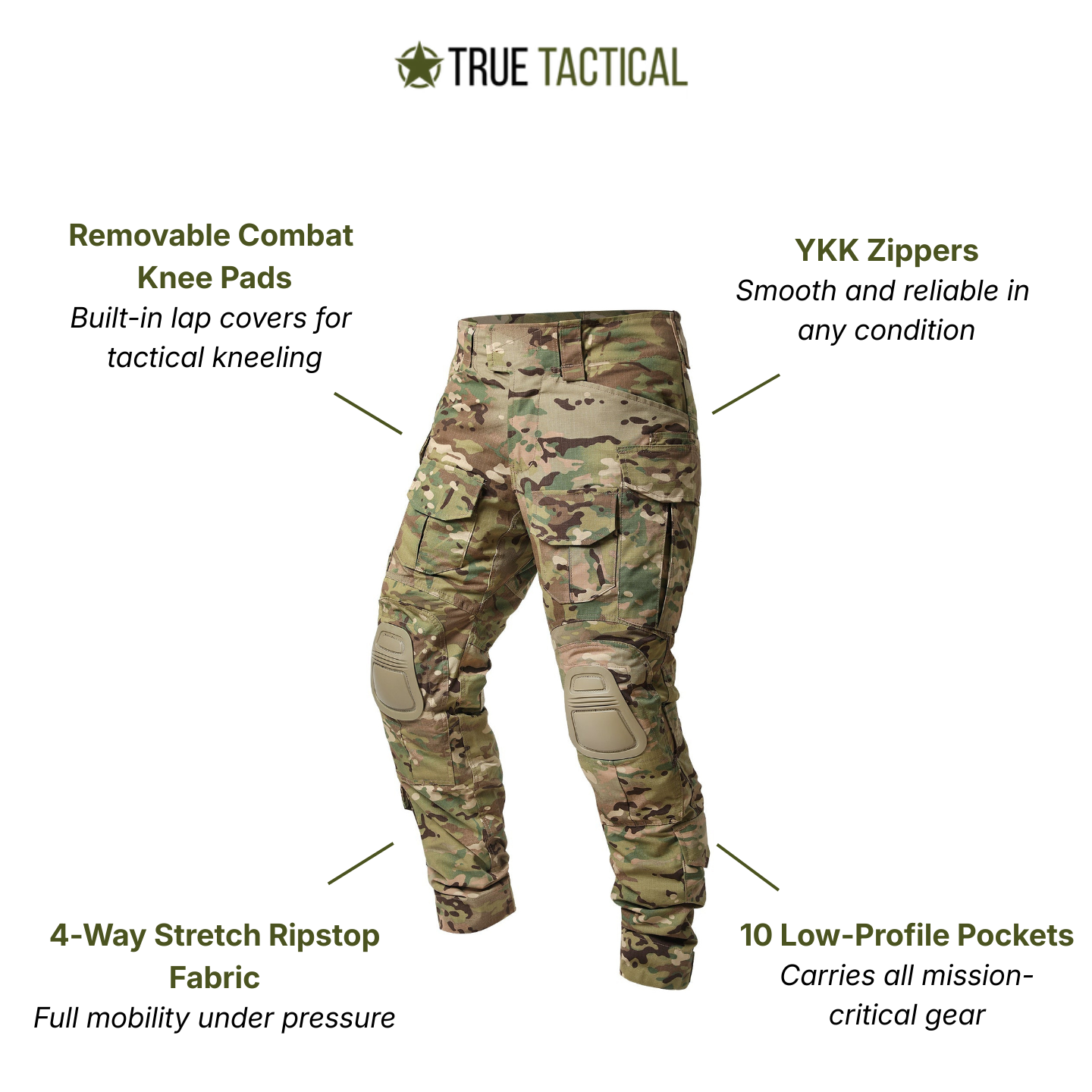 Men's Ripstop Tactical Pants - With Knee Pads - Ripstop