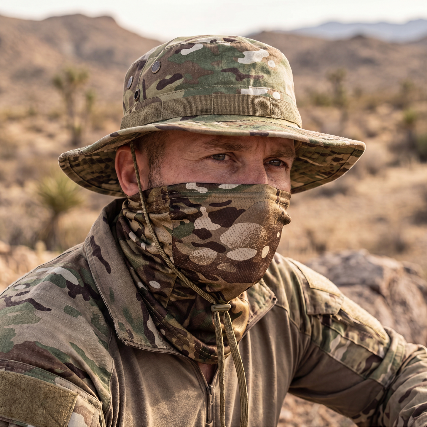 Men's Tactical Sun Hat - UV Protection Boonie Hat with Balaclava