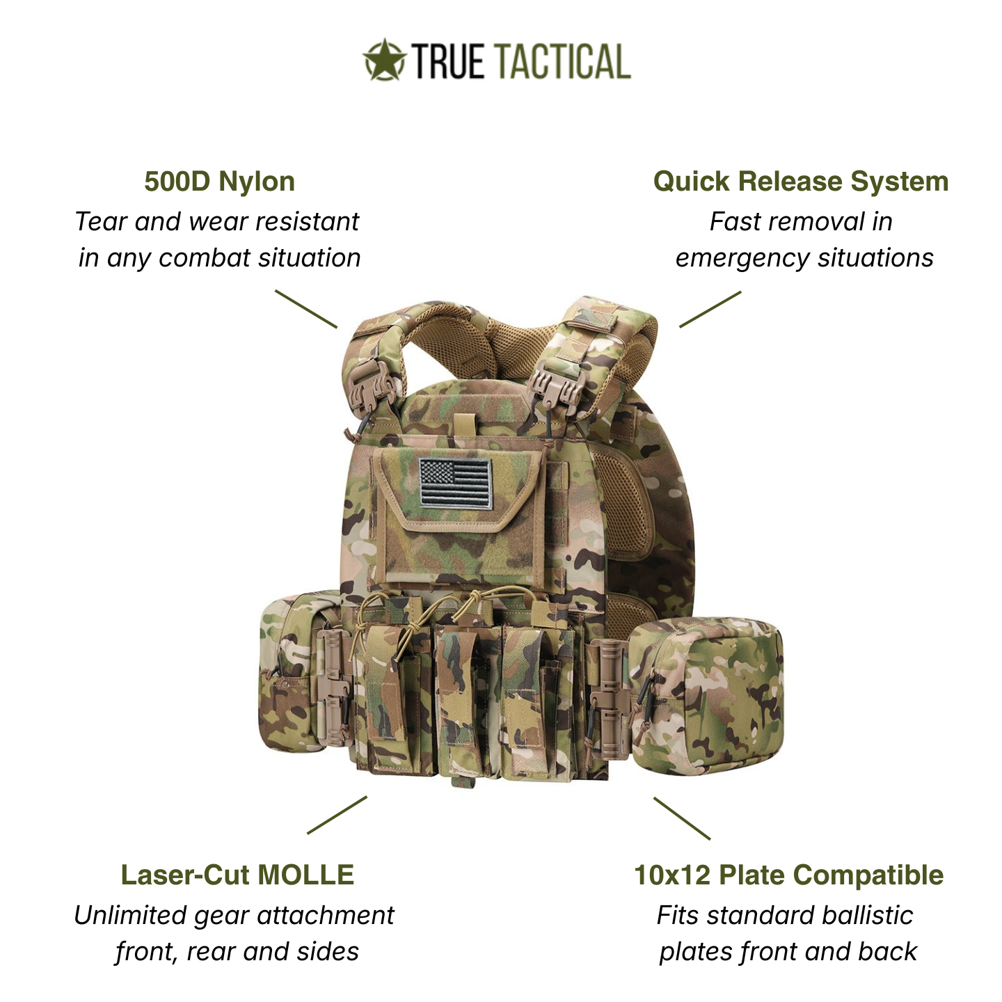 All Mission Quick Release Assault Tactical Vest – MOLLE Plate Carrier