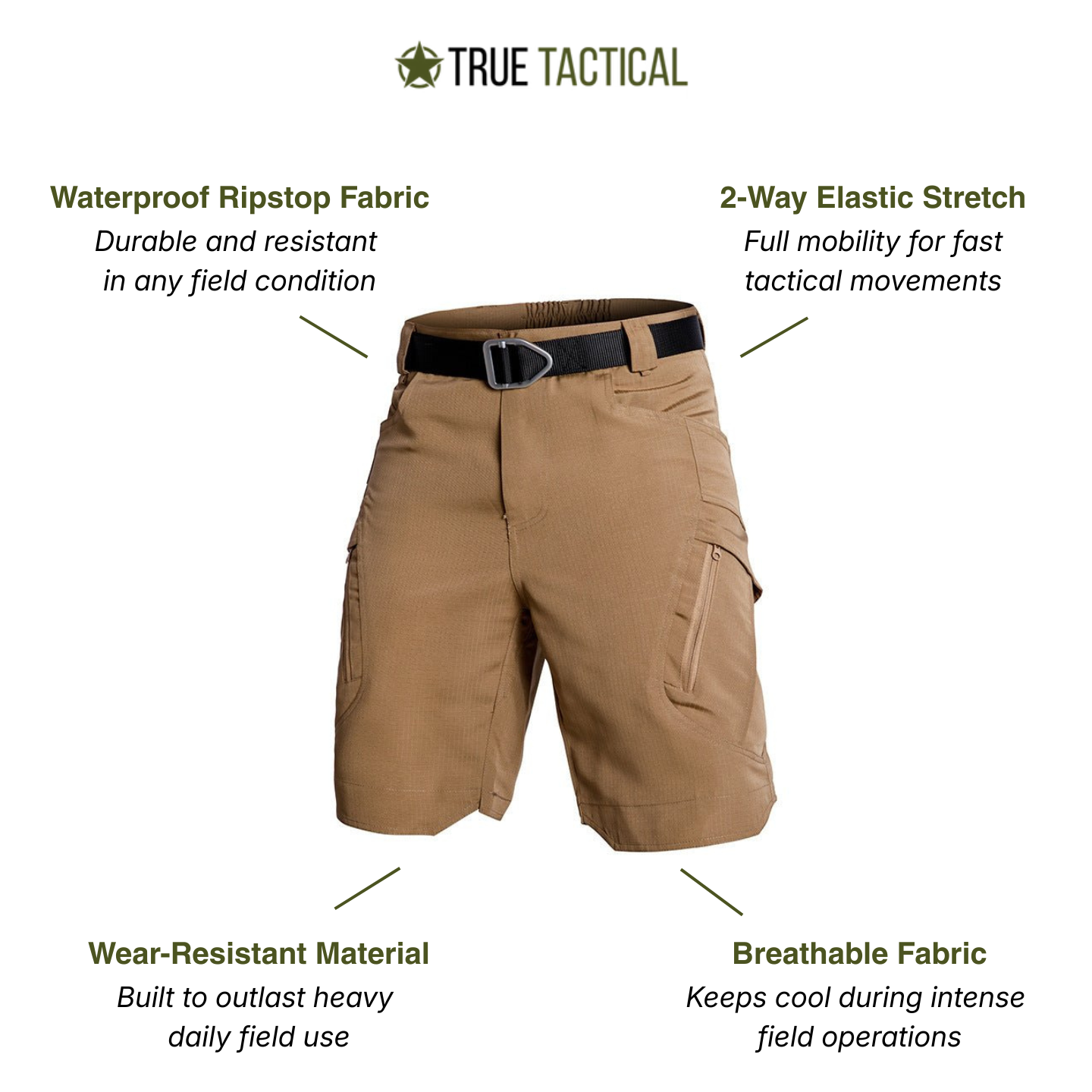 Men's Ripstop EDC Shorts- IX9 Outdoor Waterproof Tactical Shorts