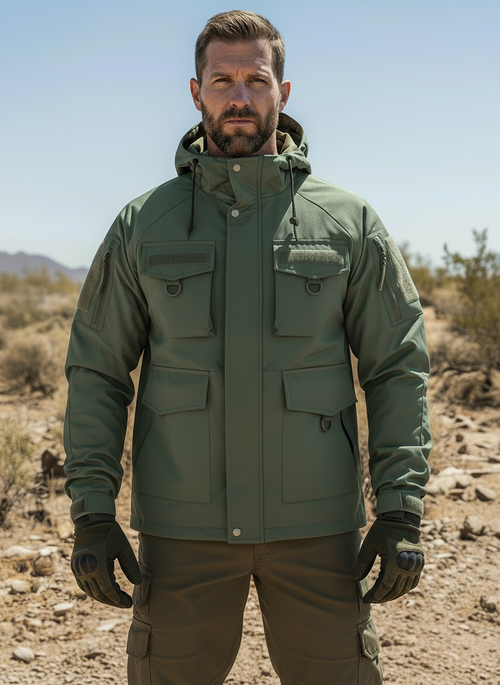 Men’s Hooded Utility Jacket – Tactical Design, Multi-Pocket Build & Cold-Season Performance