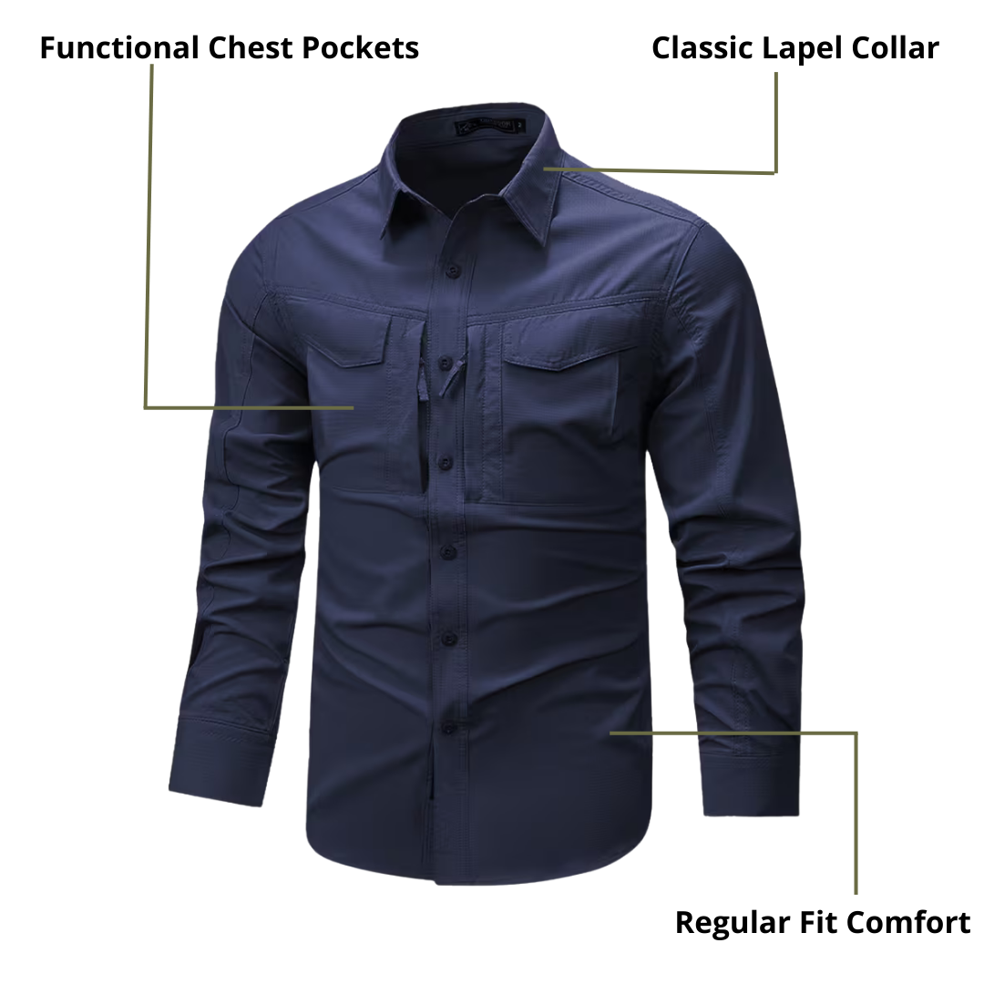 Men’s Tactical Casual Long-Sleeve Shirt – Structured Fit & Everyday Performance