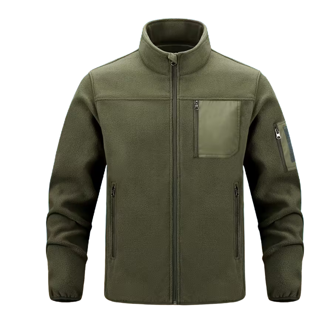 Men’s Tactical Fleece Jacket – Stand Collar, Soft Stretch & Everyday Performance