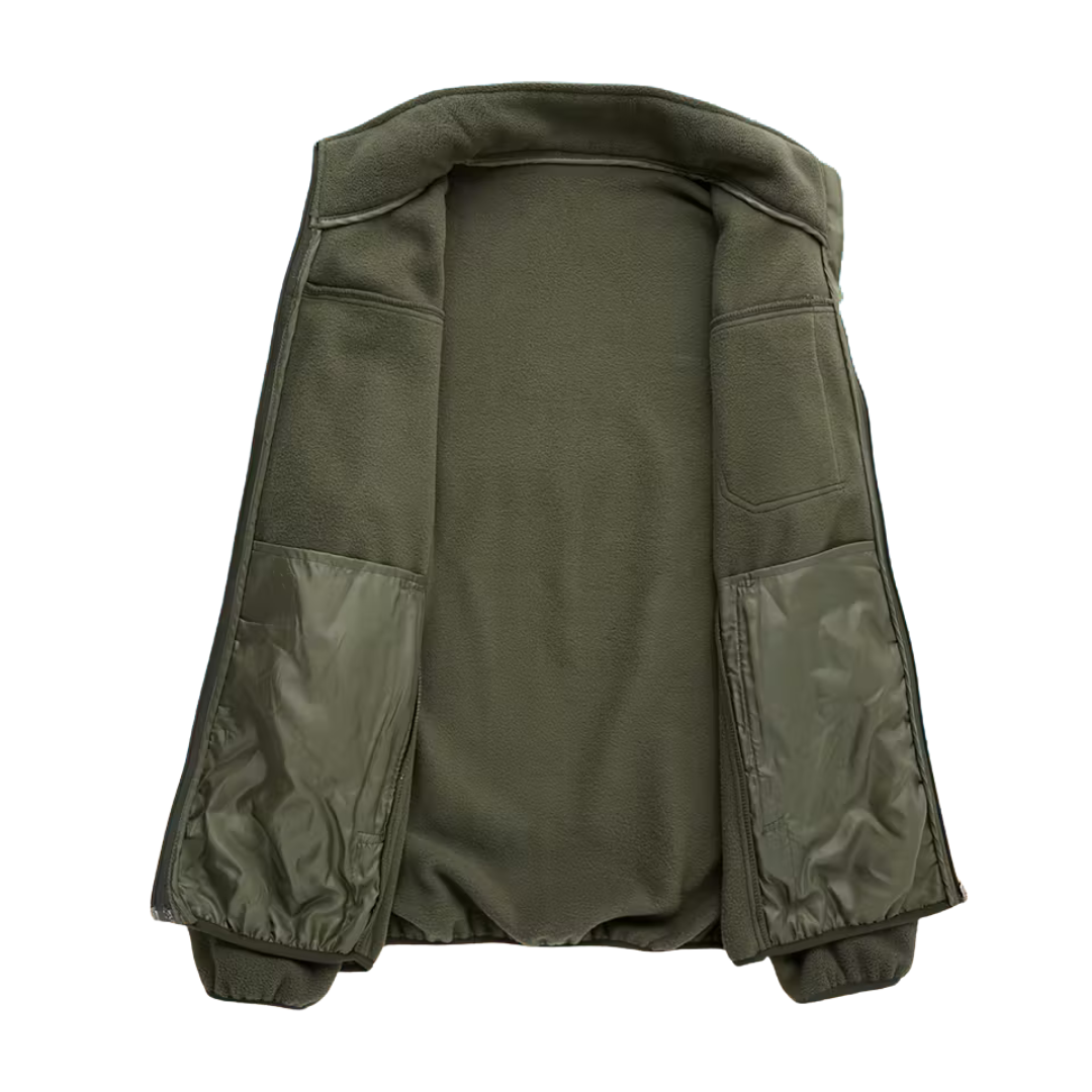 Men’s Tactical Fleece Jacket – Stand Collar, Soft Stretch & Everyday Performance