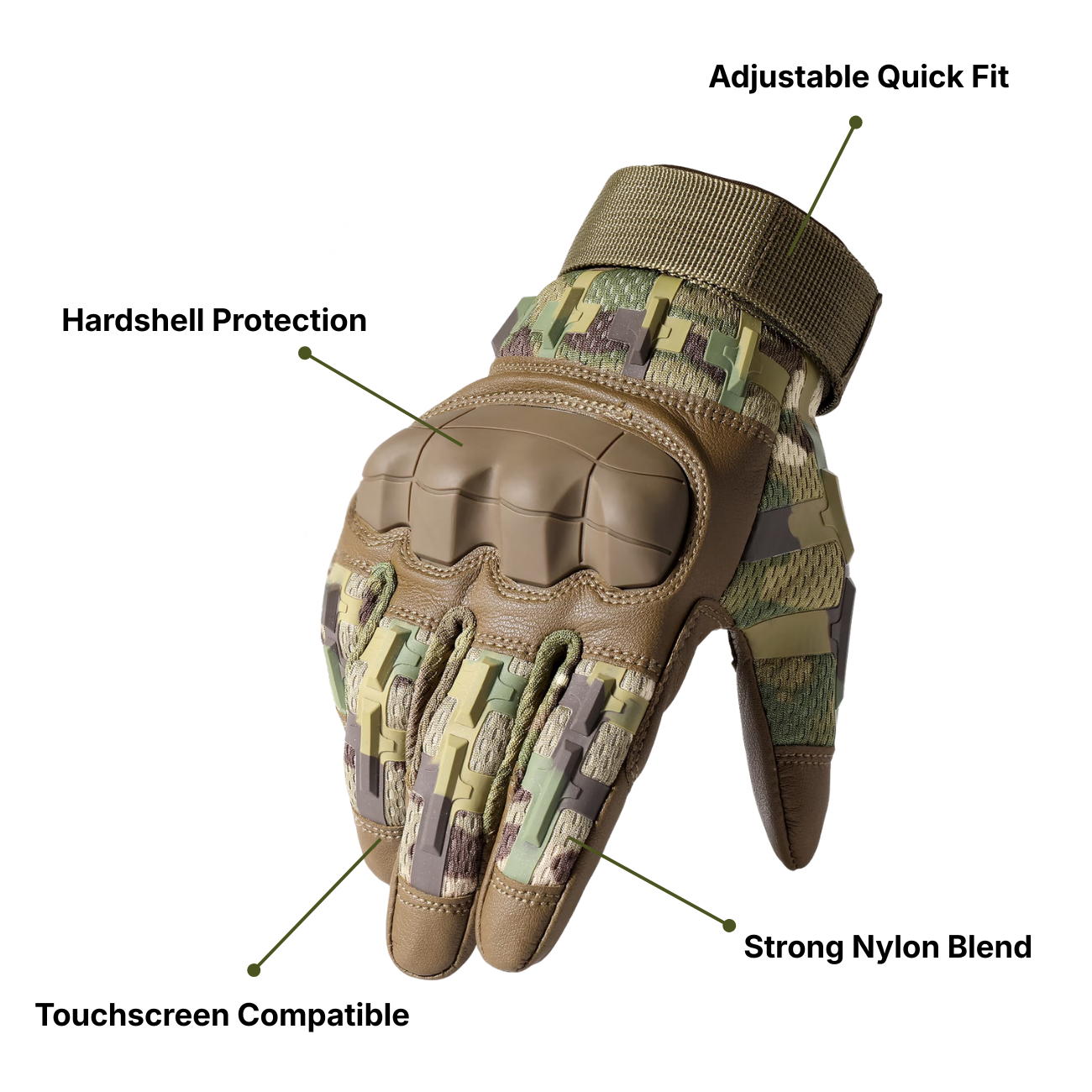 Men's Tactical Gloves - Hardshell Protective - Touchscreen