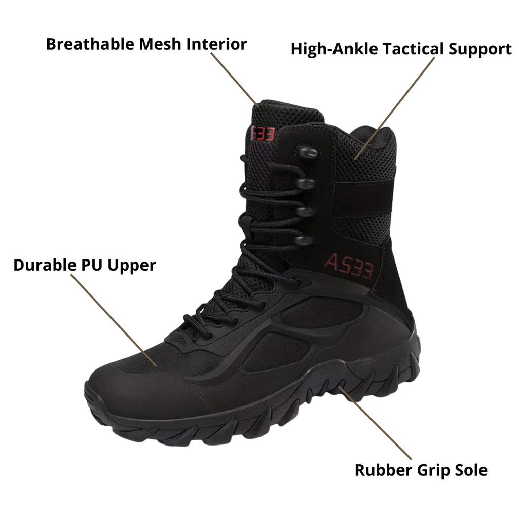 Men’s Tactical High-Ankle Boots – Waterproof & Zipper Closure
