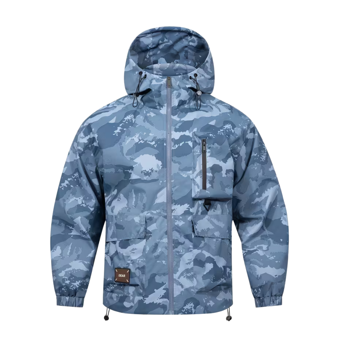 Men’s Tactical Hooded Jacket – Lightweight, Loose Fit & Geometric Camouflage