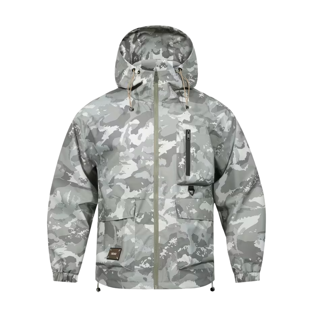 Men’s Tactical Hooded Jacket – Lightweight, Loose Fit & Geometric Camouflage