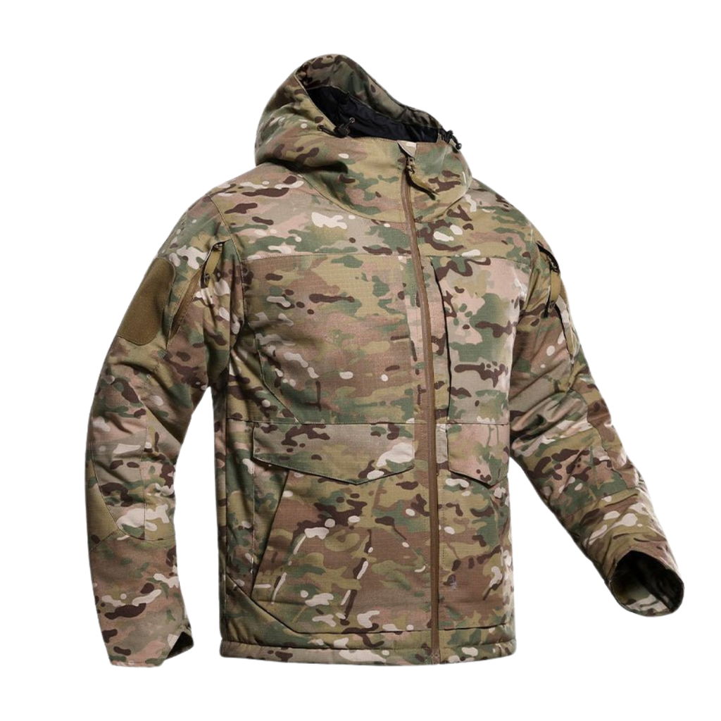 Men’s Tactical Insulated Utility Jacket with Hood & Multi-Pocket Design
