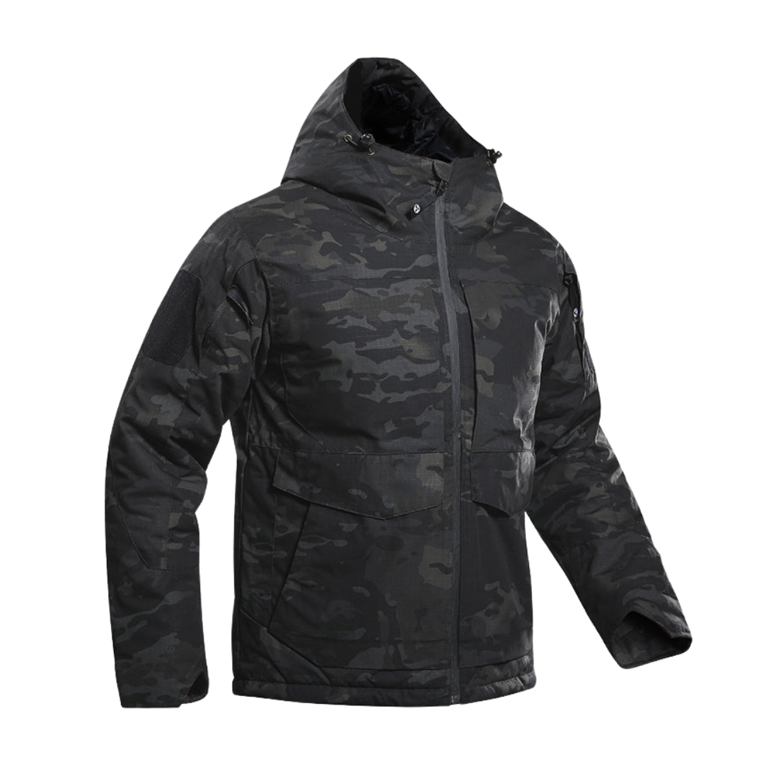 Men’s Tactical Insulated Utility Jacket with Hood & Multi-Pocket Design