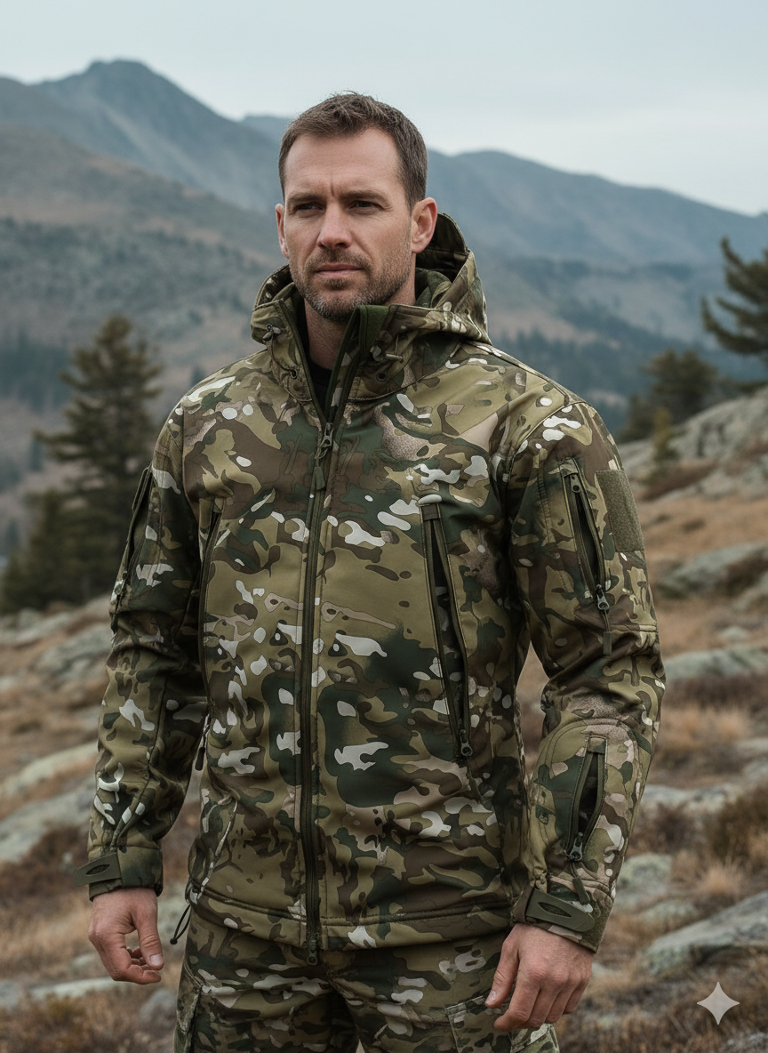 Men's Tactical Jacket - Fleece-Lined - Camouflage