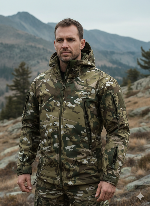 Men's Tactical Jacket - Fleece-Lined - Camouflage