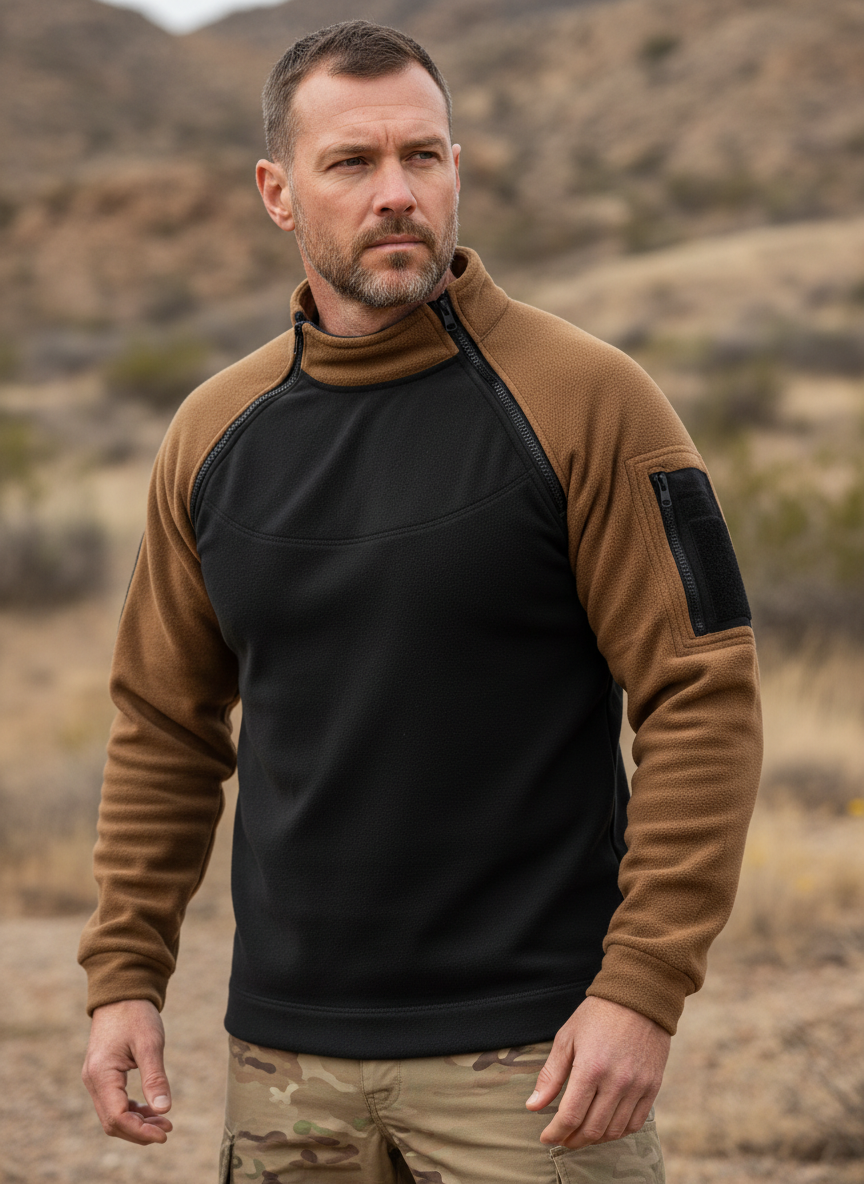 Men’s Tactical Knit Pullover – Ergonomic Fit, Zipper Details & Everyday Performance