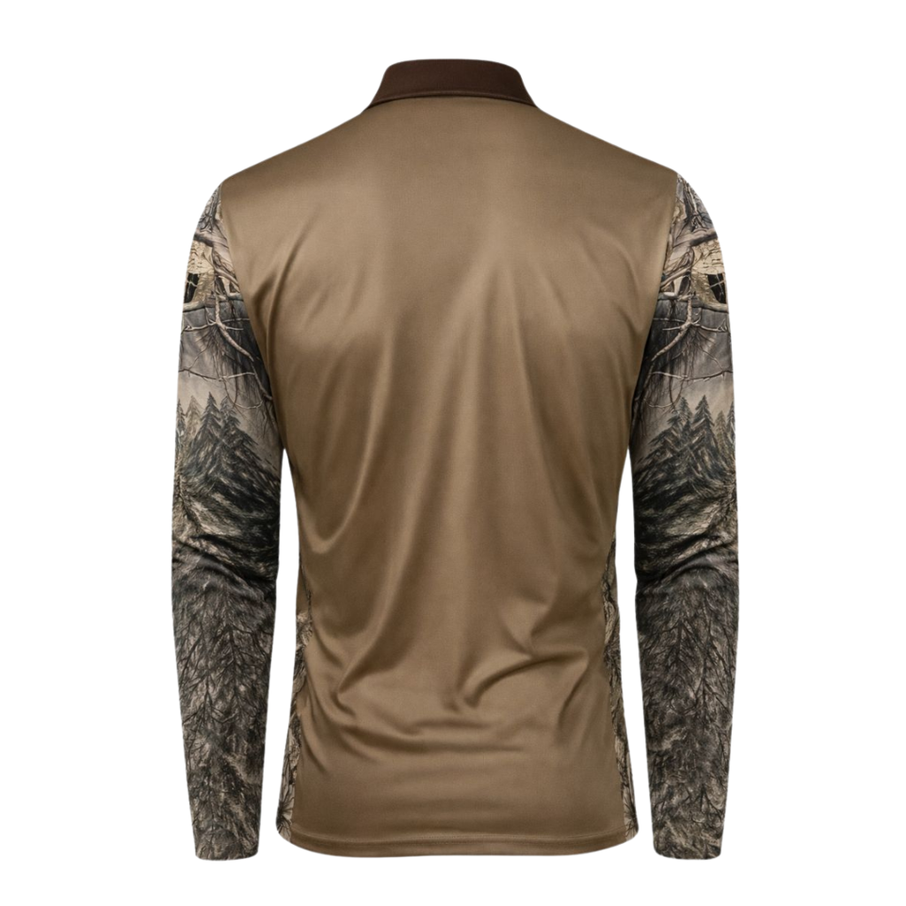 Men’s Tactical Long Sleeve Polo Shirt – Camo Panels & Active Comfort
