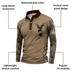 Men’s Tactical Long Sleeve Polo Shirt – Camo Panels & Active Comfort