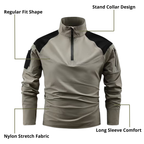 Men’s Tactical Stand Collar Long-Sleeve Top – Ergonomic Fit & Performance Comfort