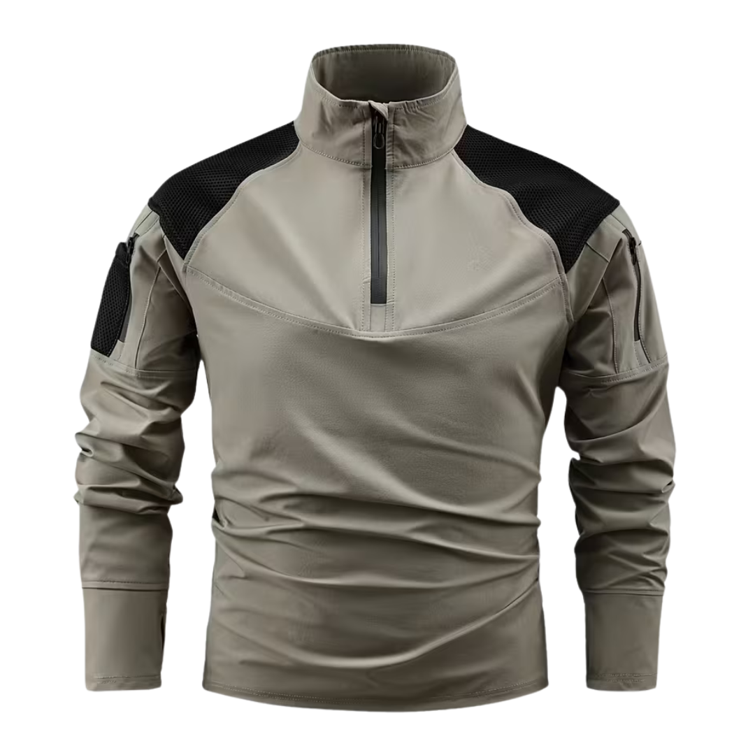 Men’s Tactical Stand Collar Long-Sleeve Top – Ergonomic Fit & Performance Comfort