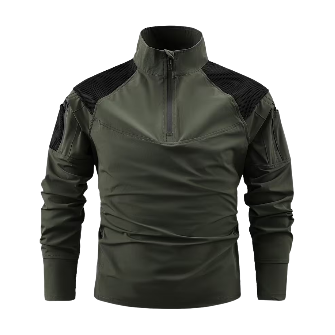 Men’s Tactical Stand Collar Long-Sleeve Top – Ergonomic Fit & Performance Comfort