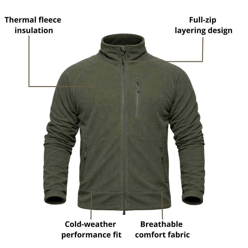 Men’s Tactical Thermal Fleece Jacket – Lightweight Warmth & Layering Comfort