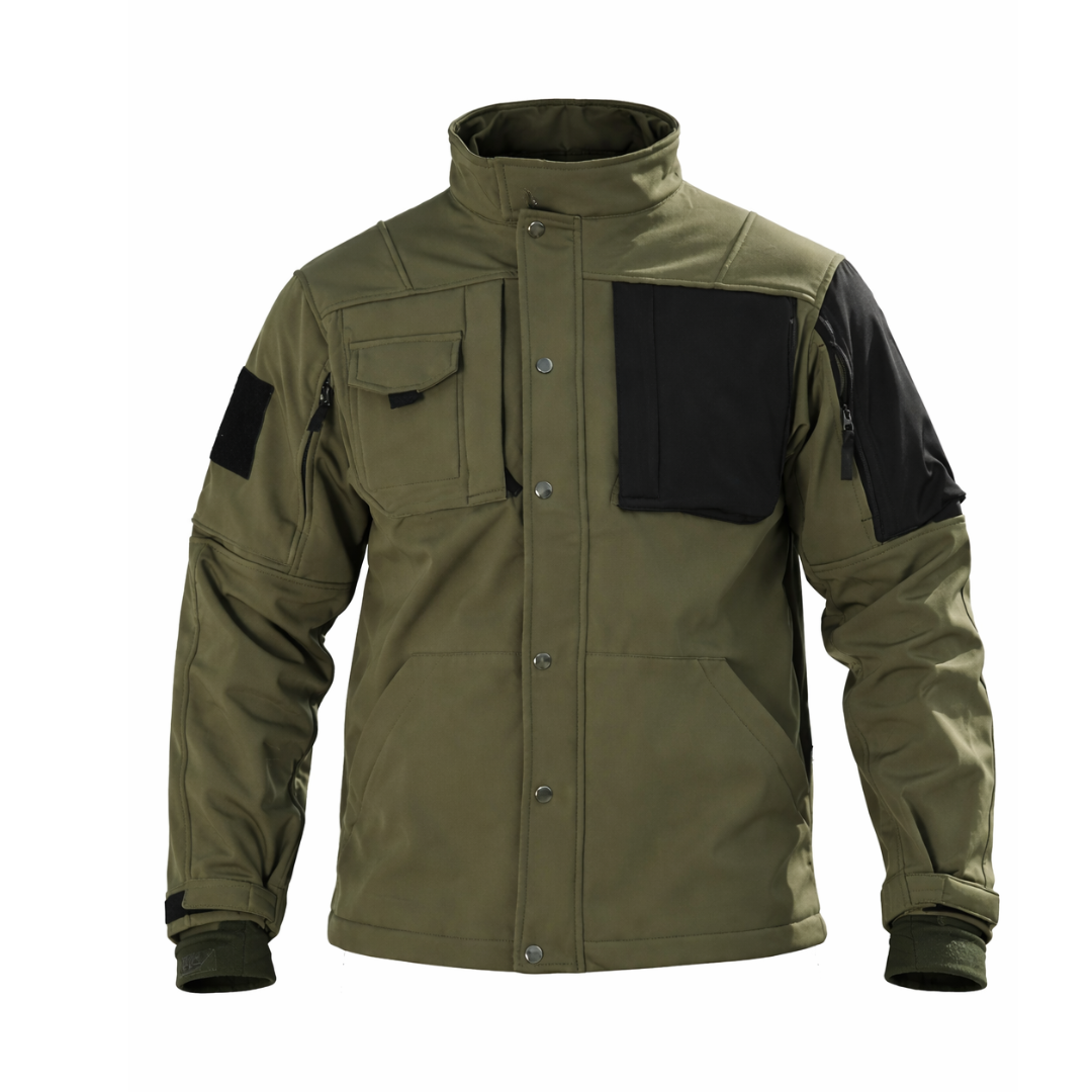 Men’s Tactical Utility Jacket – Stand Collar, Color-Block Panels & All-Season Performance