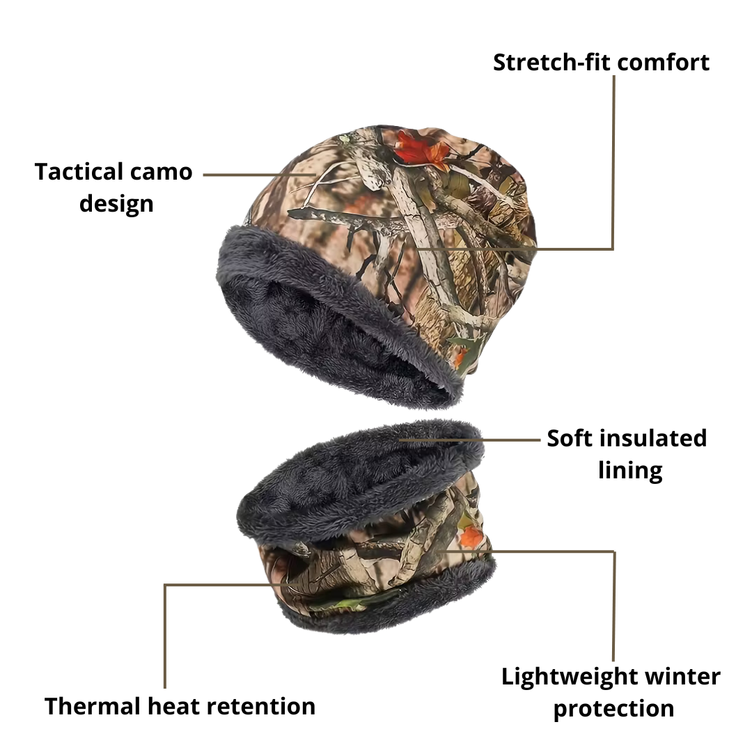 Men’s Tactical Winter Beanie & Neck Warmer Set – Insulated Warmth & Camo Design