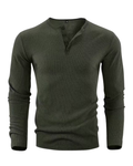 Men’s Henley Long-Sleeve Shirt – Ribbed Texture & Everyday Versatility