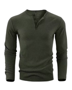 Men’s Henley Long-Sleeve Shirt – Ribbed Texture & Everyday Versatility