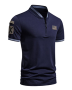 Men’s Casual Zip Polo Shirt – Stand Collar & Short-Sleeve Summer Wear