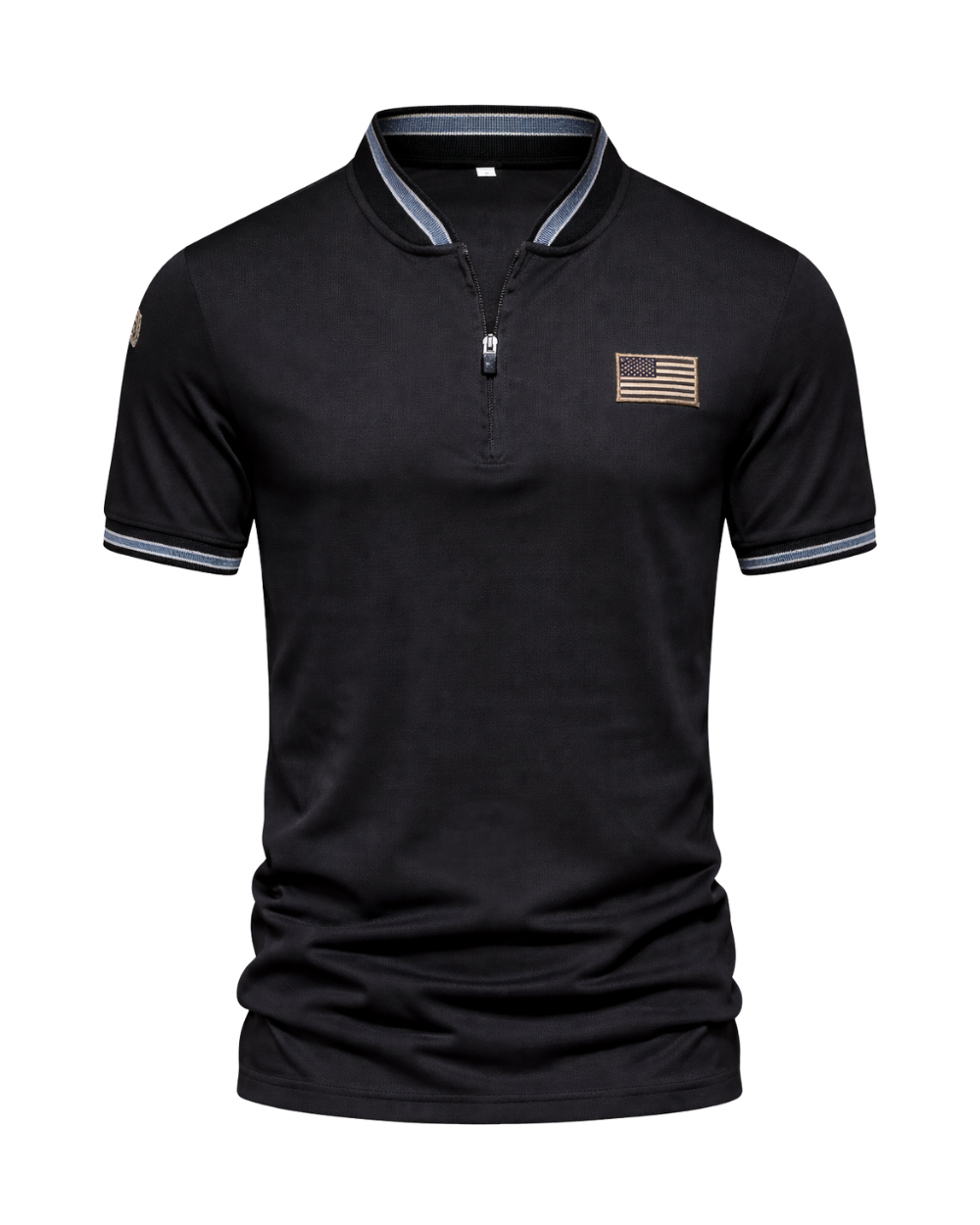 Men’s Casual Zip Polo Shirt – Stand Collar & Short-Sleeve Summer Wear