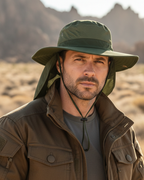 Wide-Brim Outdoor Sun Hat – Neck Flap Protection & Ventilated Design