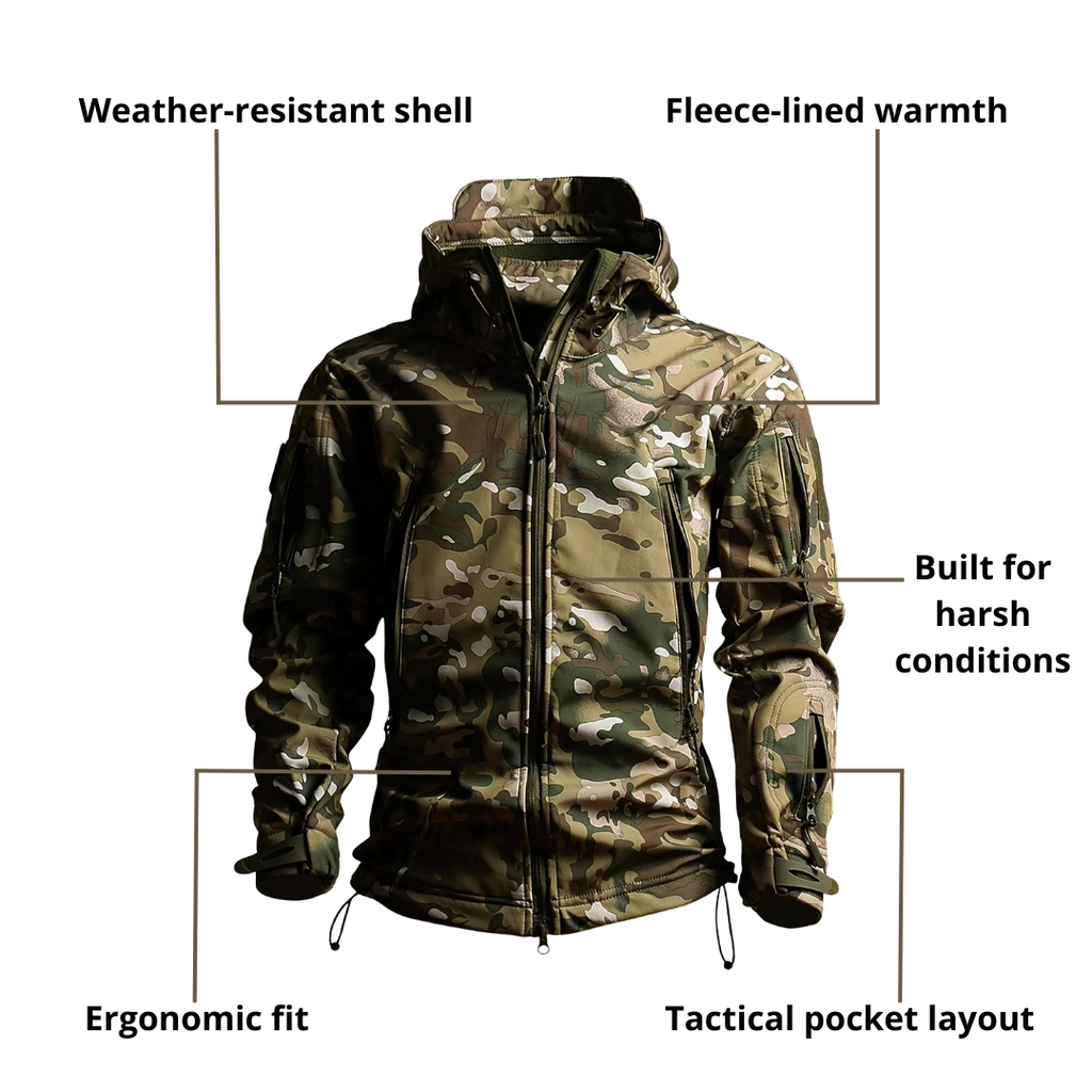 Men's Tactical Jacket - Fleece-Lined - Camouflage