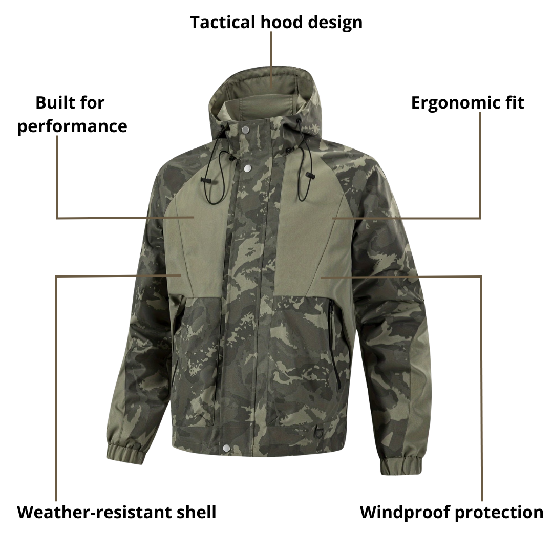 Tactical Men's Camo Hooded Windbreaker Jacket