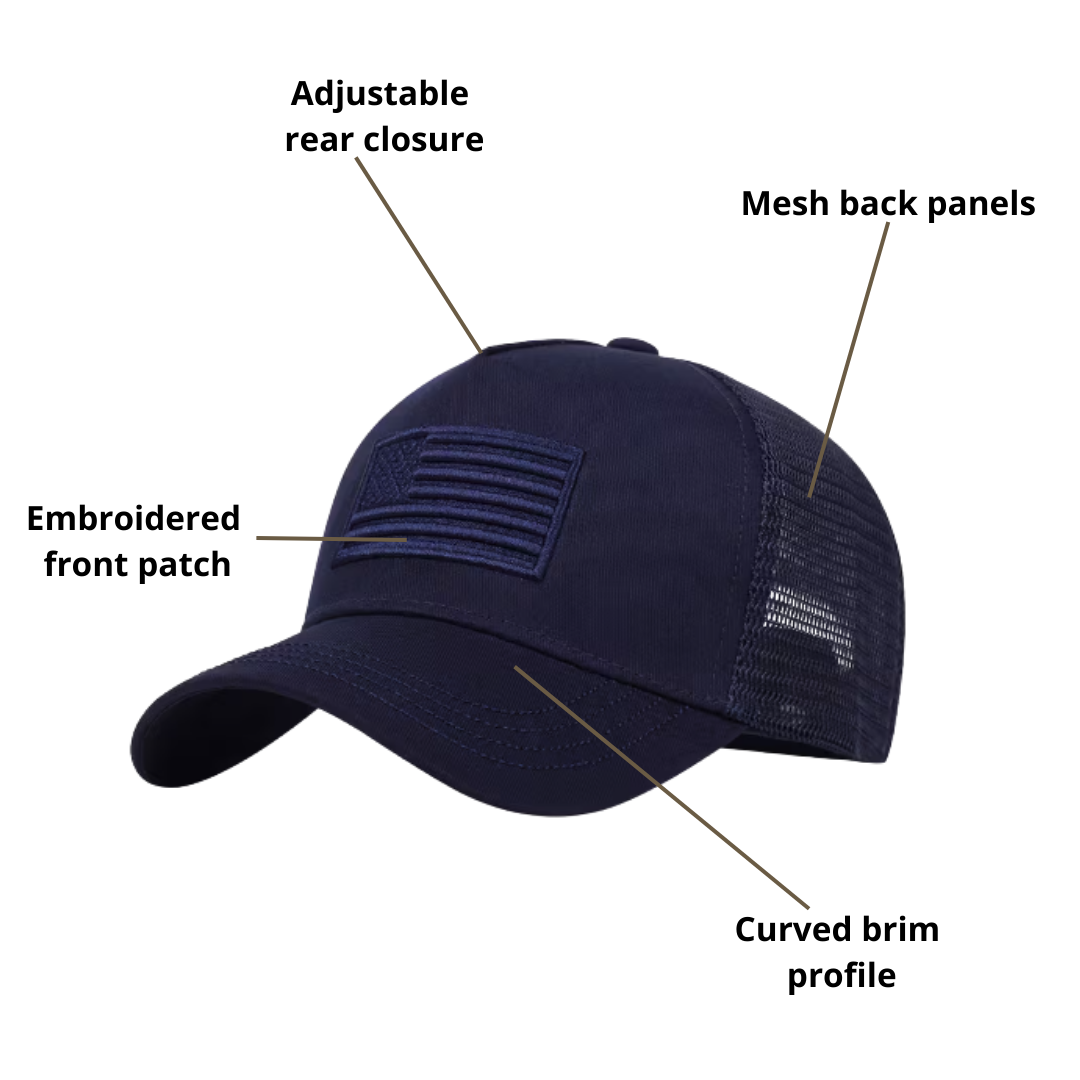 USA Embroidered Trucker Cap – Lightweight Casual Headwear