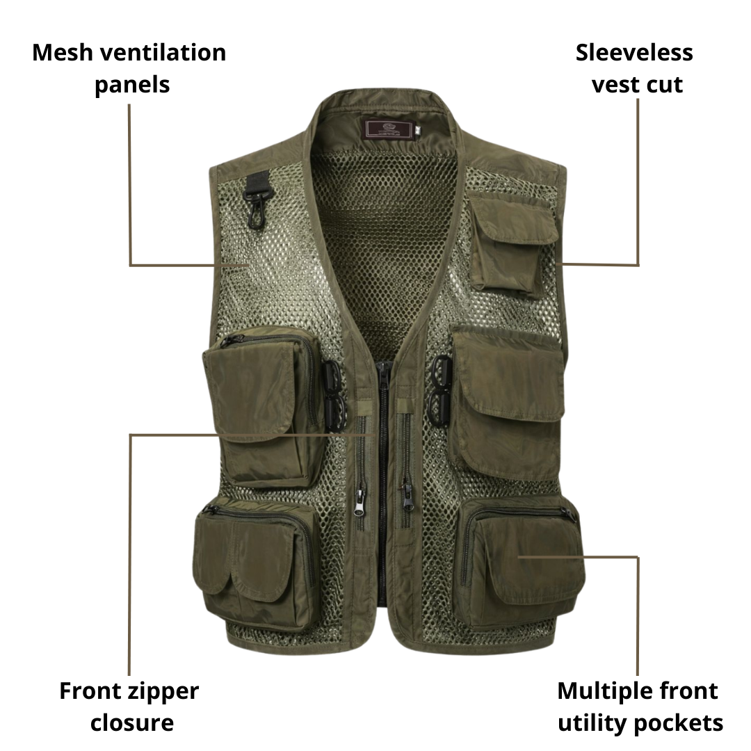 Tactical Outdoor Utility Vest – Multi-Pocket Mesh
