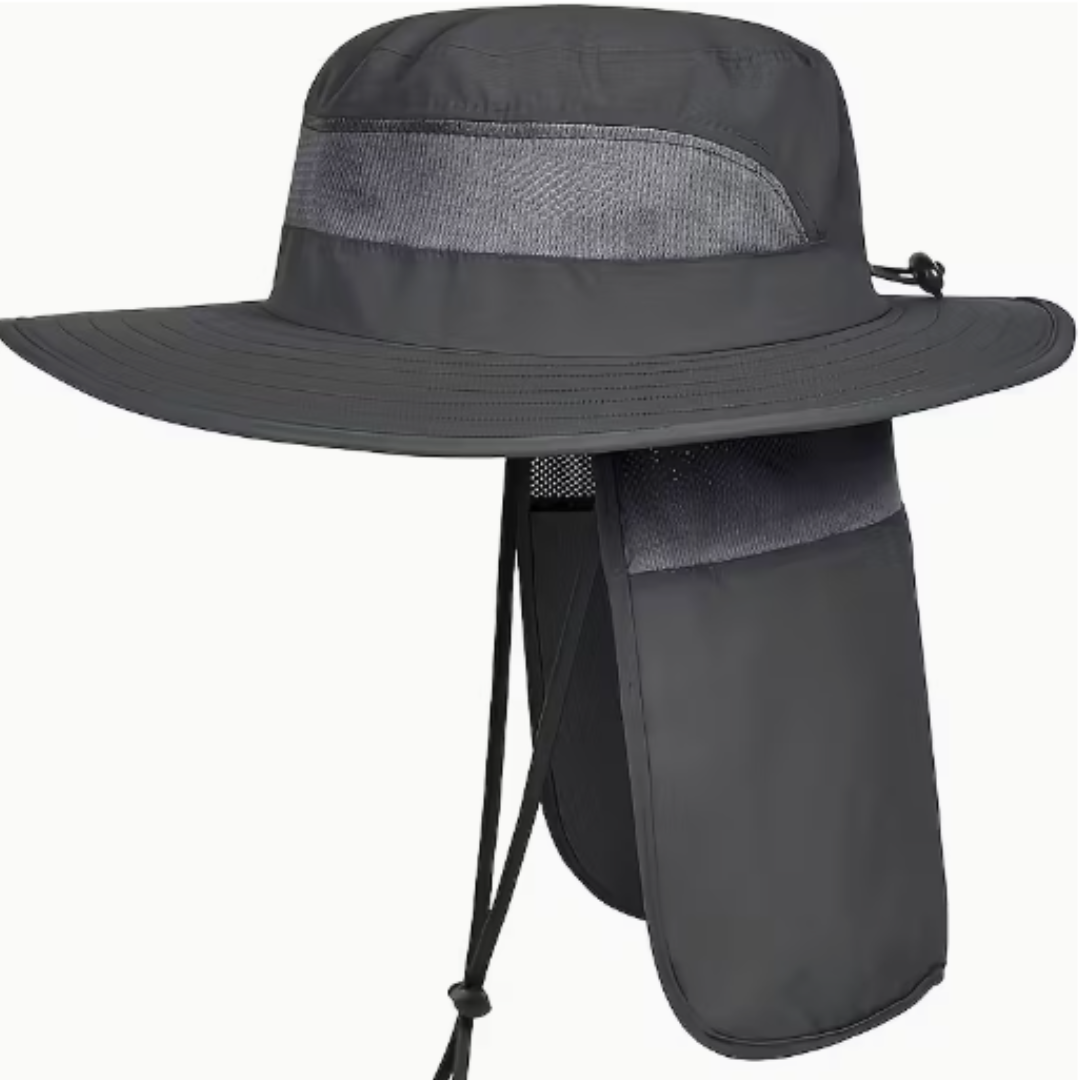 Wide-Brim Outdoor Sun Hat – Neck Flap Protection & Ventilated Design