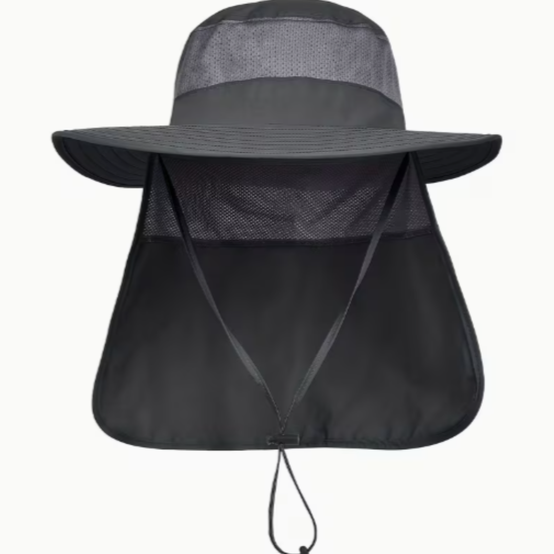 Wide-Brim Outdoor Sun Hat – Neck Flap Protection & Ventilated Design