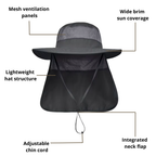 Wide-Brim Outdoor Sun Hat – Neck Flap Protection & Ventilated Design