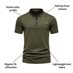 Men’s Casual Zip Polo Shirt – Stand Collar & Short-Sleeve Summer Wear