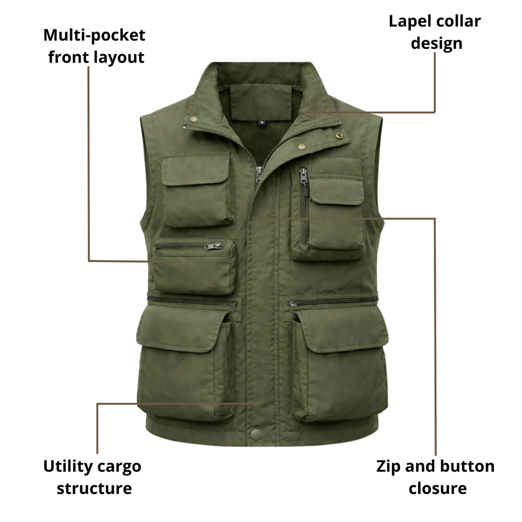 Men’s Classic Utility Cargo Vest – Multi-Pocket Field Wear