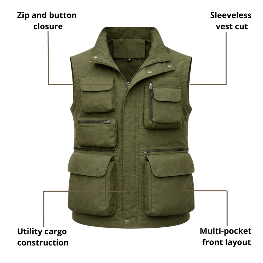 Men’s Tactical Utility Cargo Vest – Multi-Pocket Field Wear & All-Season Use