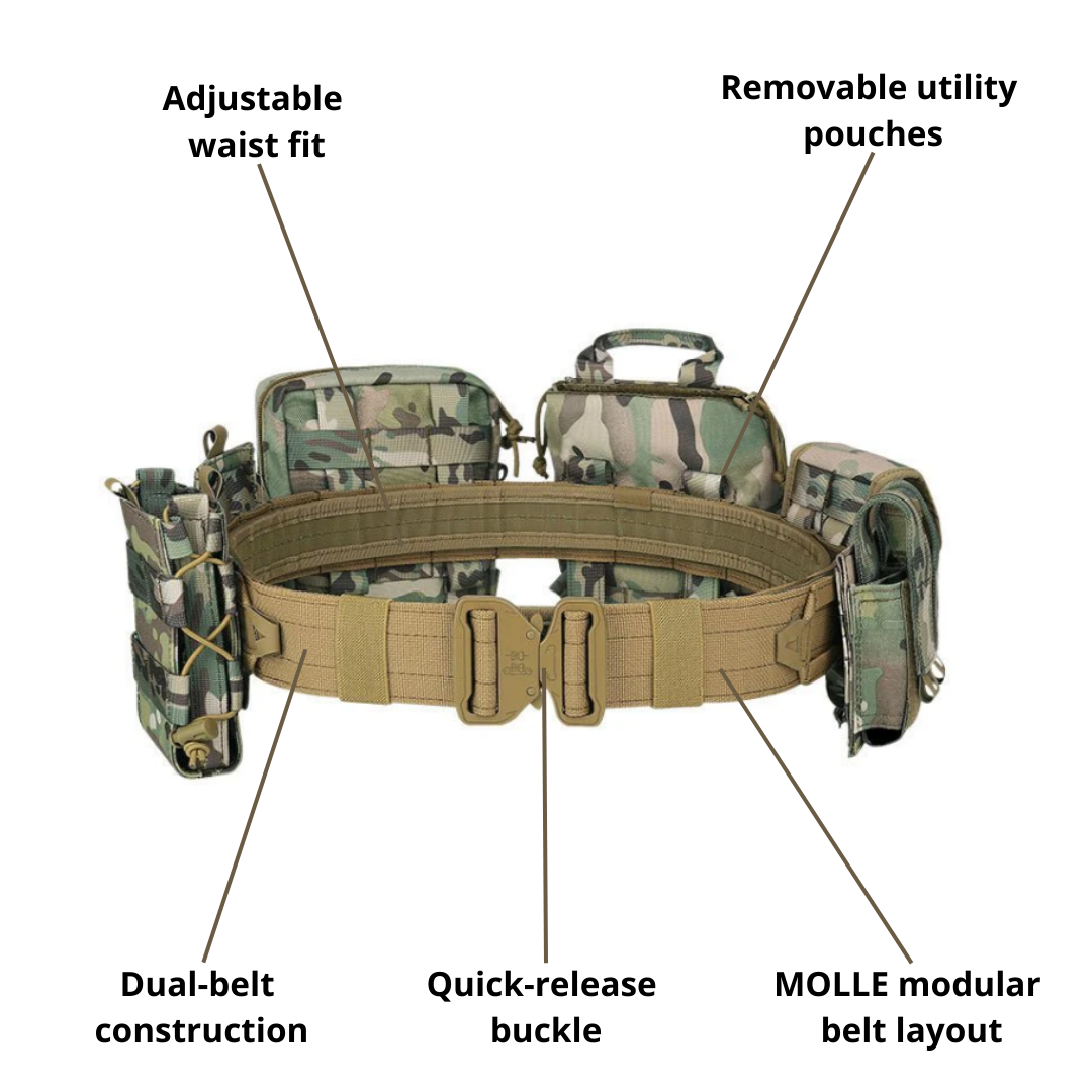 Elite Survival 8-Set Pro Tactical MOLLE Belt – Modular Duty System