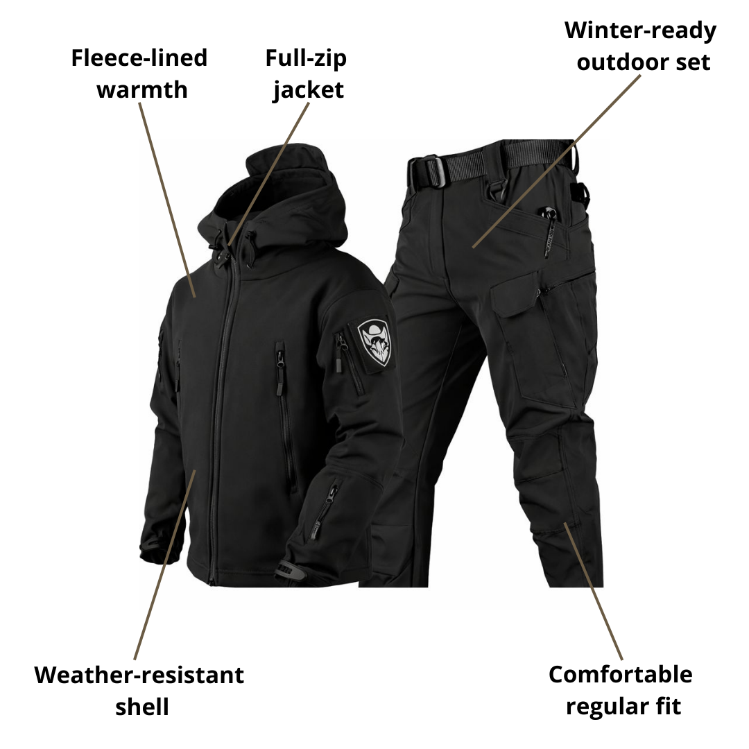 Men’s Outdoor Jacket & Pants Set – Fleece-Lined & Cold-Weather Ready