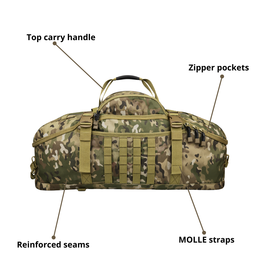 Tactical Outdoor Duffel Backpack – MOLLE Travel & Camping Gear Bag