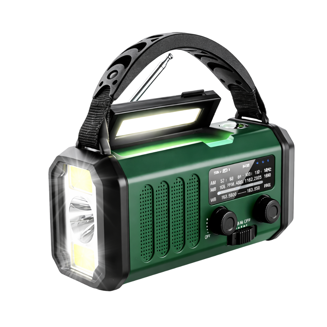 Emergency Crank Radio – Solar Power & LED Flashlight with USB + SOS