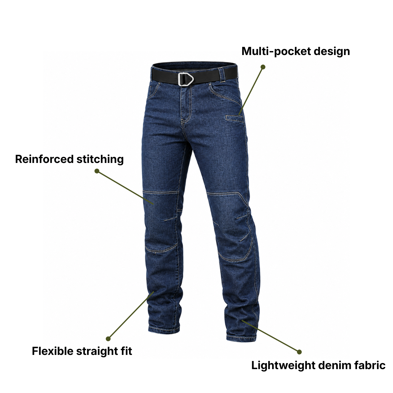 Men’s All-Season Tactical Denim Pants – Multi Pocket & Flexible Fit